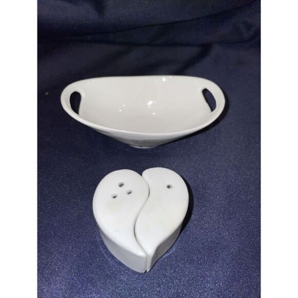 White Haus Porcelain Salt & Pepper Shaker And Sauce Dipper